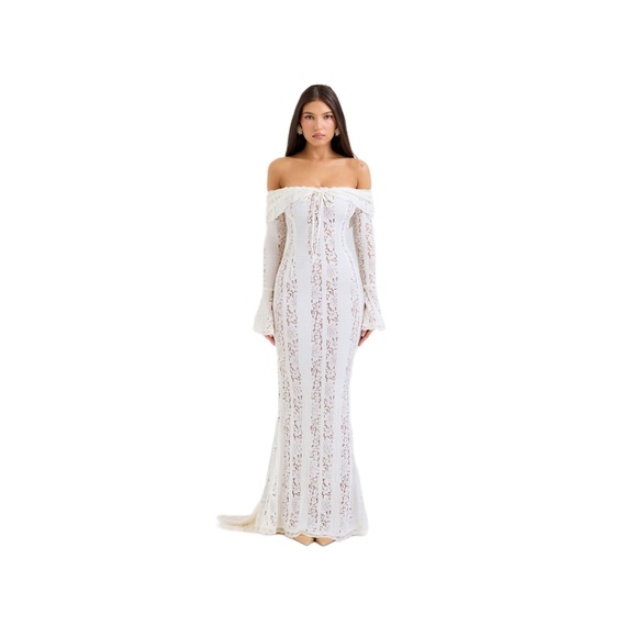 House of CB Dresses & Skirts - House of CB | Belle 
Vintage Cream Floral Lace Off Shoulder Maxi Dress